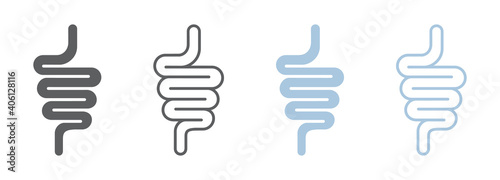 Intestinal tract set icon isolated on white background