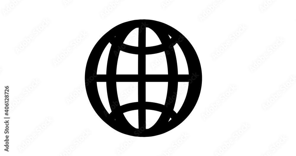 2d animation of globe planet earth in outline design 