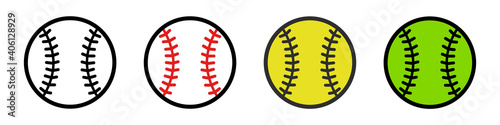Baseball ball icon. Logo. Vector illustration isolated on white background