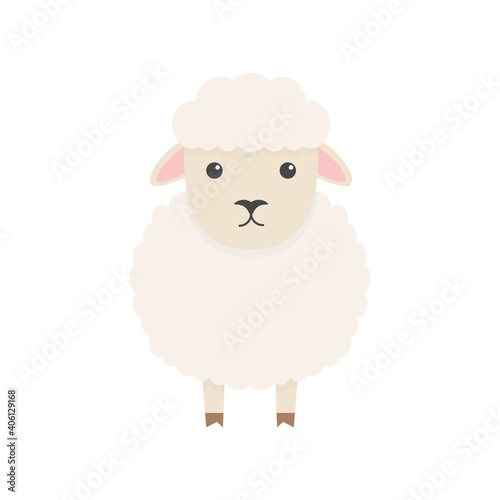 Cute sheep character. Cartoon farm animal. Vector illsutration isolated on white