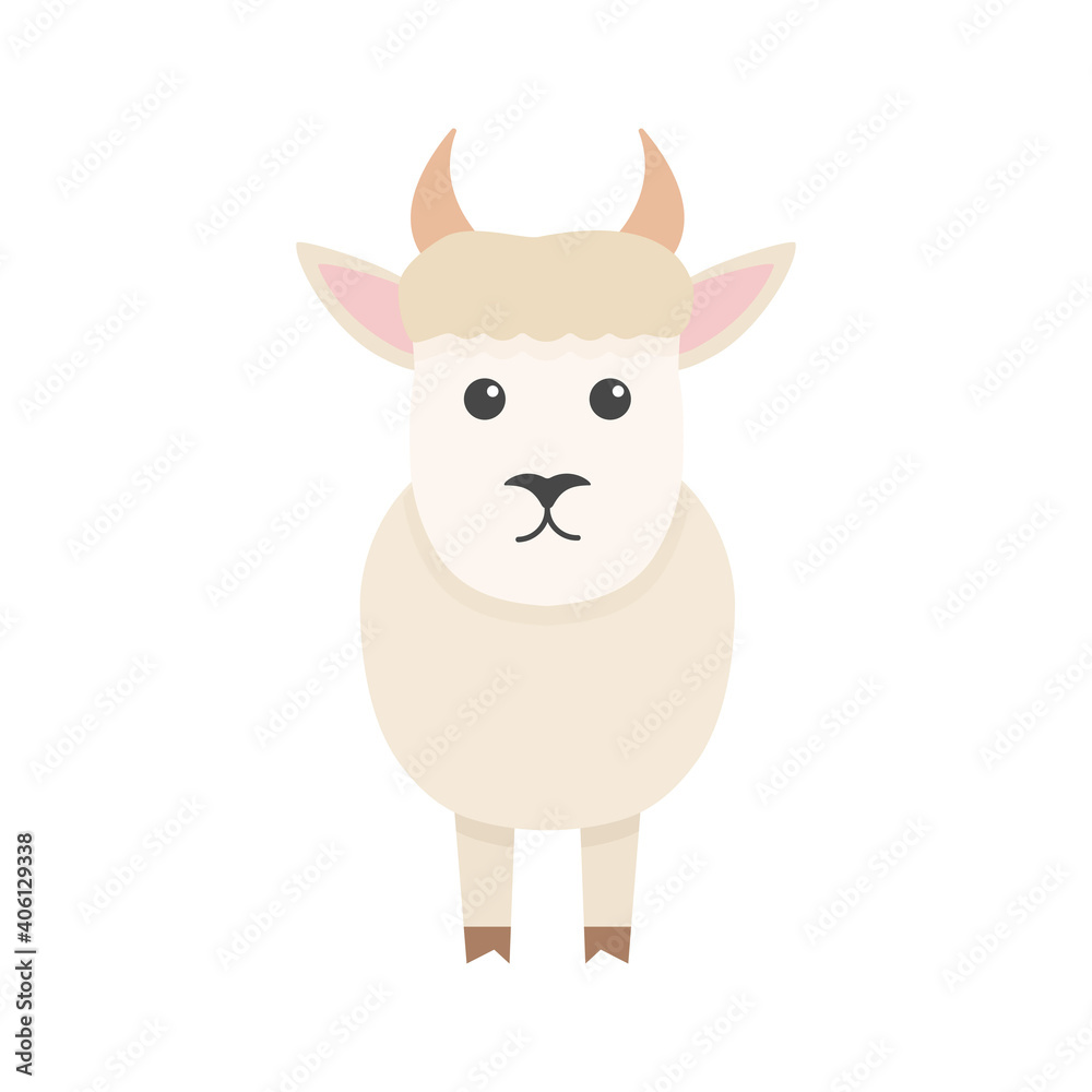 Obraz premium Cute goat character. Cartoon farm animal. Vector illsutration isolated on white