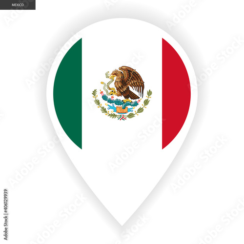 Mexico marker icon with shadow isolated on white background. Mexican pin icon on white background. Officially the United Mexican States photo