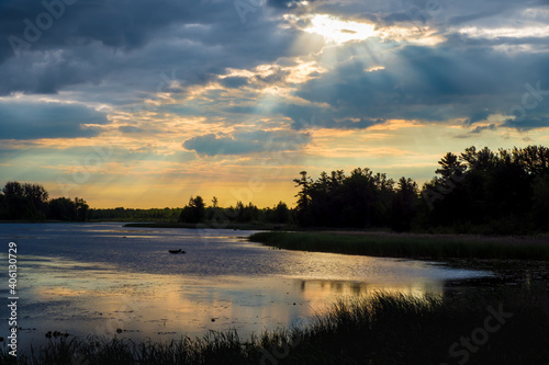 Sunrises over St Laurent river photo