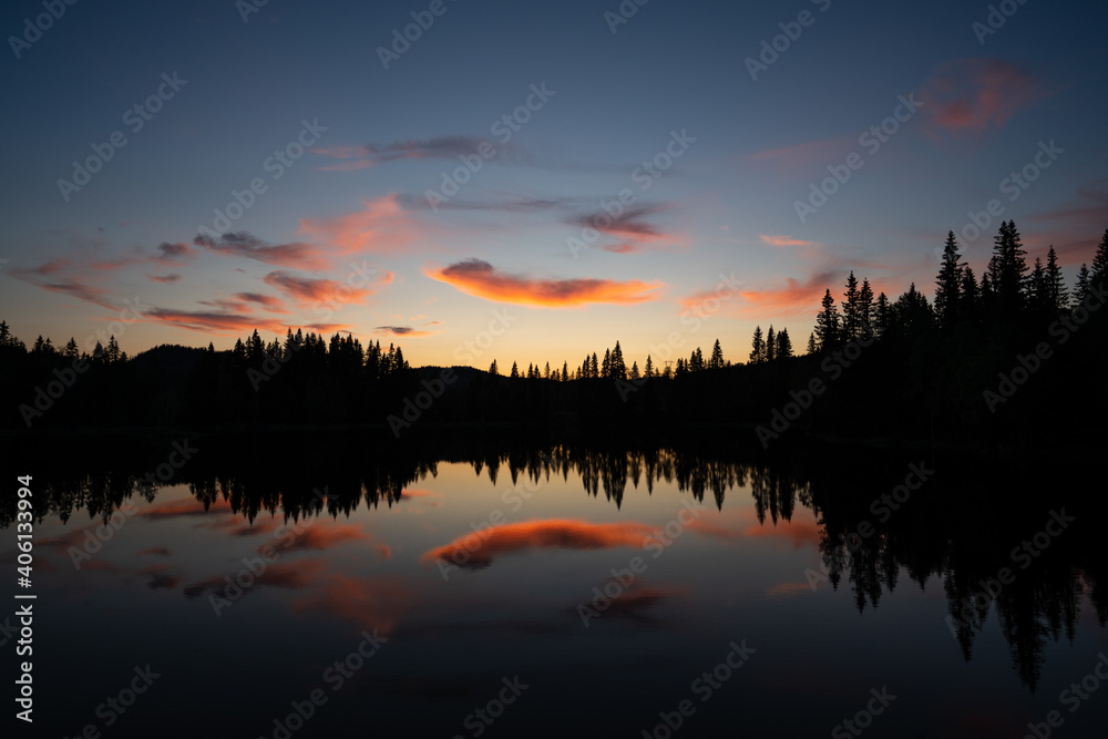 sunset over the lake