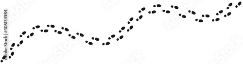 Human footprints tracking path on white background, Shoes trail track vector illustrations 