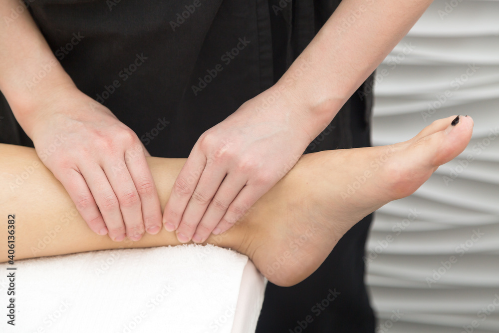 Medical massage for leg diseases, close-up
