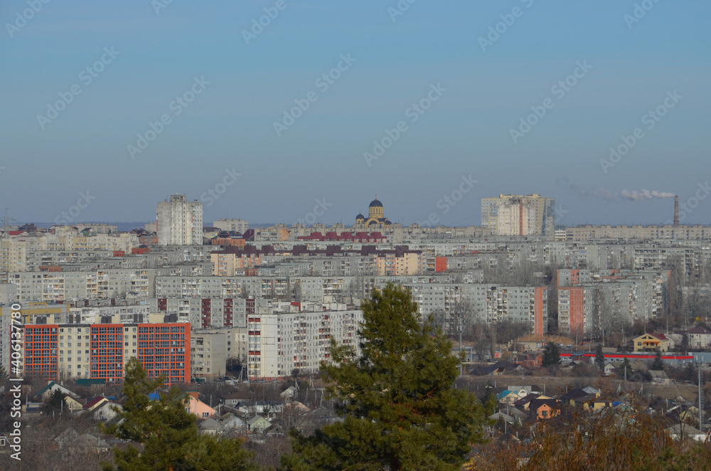View of the city of Volgograd from the height of Mamayev Kurgan