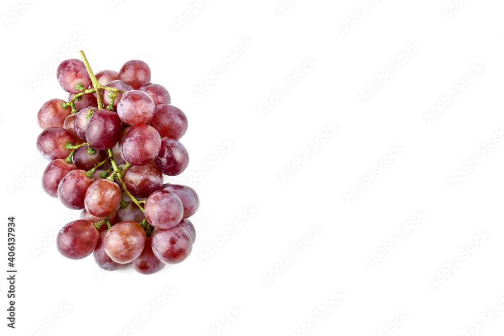 bunch of ripe and juicy red grapes isolated on white background