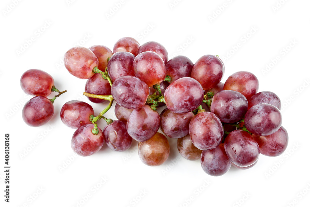Fototapeta premium bunch of ripe and juicy red grapes isolated on white background
