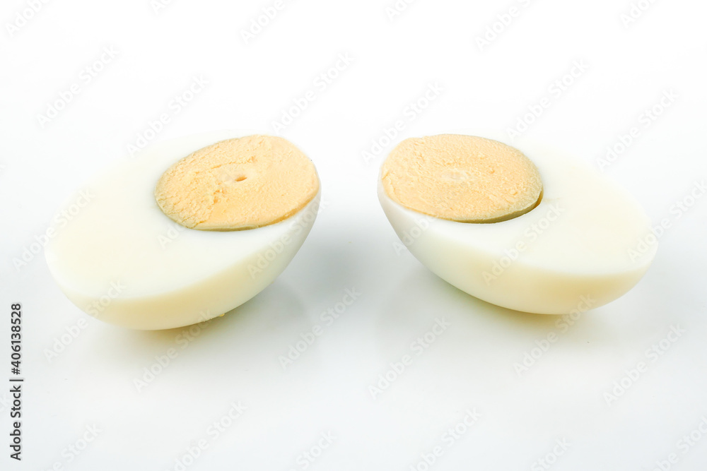 hard boiled chicken egg isolated on white background.Nutrition concept hard boiled chicken egg isolated on white background.Nutrition concept
