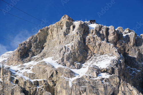 Lagazuoi mountain seen from Passo Falzarego in winter. Dolomites near Cortina d'Ampezzo (Belluno). Veneto, Italy. photo