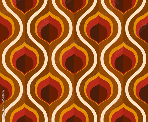 Photos 70's retro seamless wallpaper pattern material / vector illustration