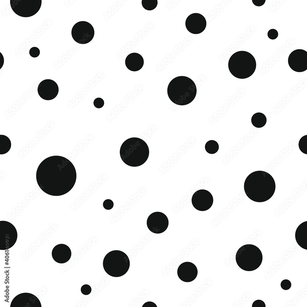 Vector seamless template with black dots and circles on a white background. Vector seamless template with black dots and circles on a white background.