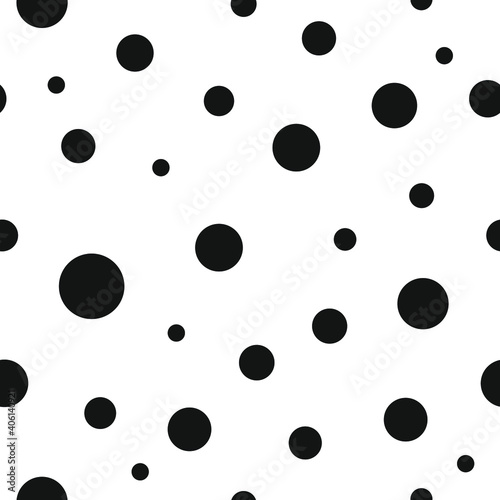 Vector seamless template with black dots and circles on a white background.