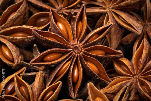 Dried star anise close up full frame photo