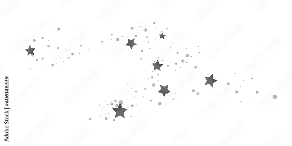 Fototapeta premium Silver star of confetti. Falling stars on a white background.