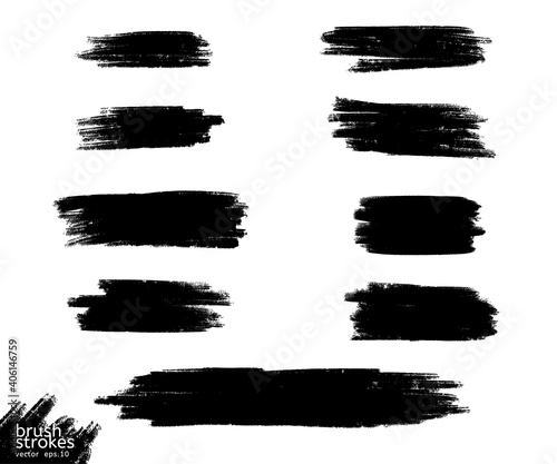 Vector grunge black paint  ink brush stroke  brush. Dirty artistic design element. Abstract black paint ink brush stroke for your design use frame or background for text. set - Vector
