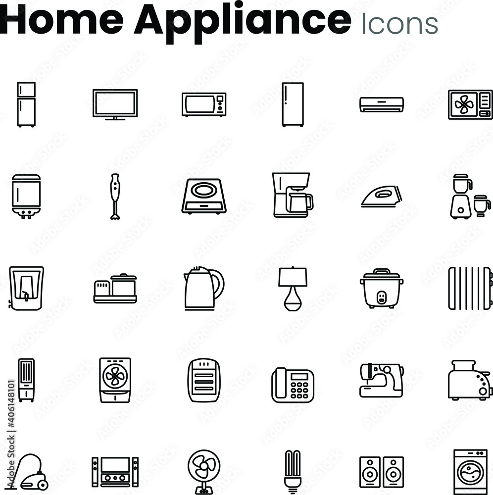 Home electric appliance icon set Home electric appliance icon set