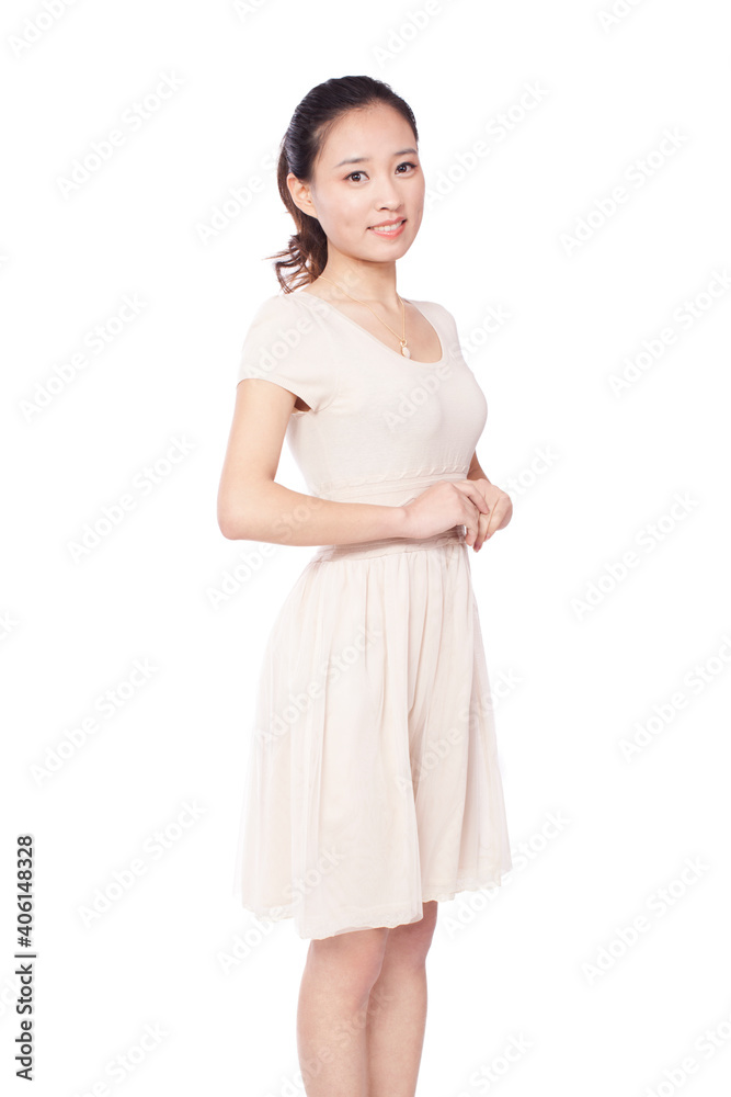 Portrait of a Young woman standing with smiling Portrait of a Young woman standing with smiling