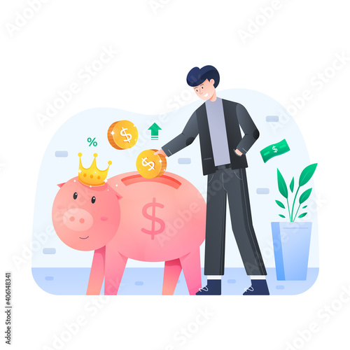 Businessman save using piggy banks