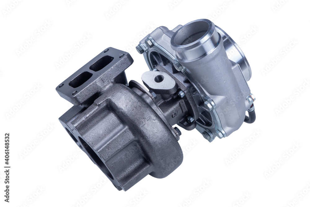 new modern turbocharger of the Russian truck, isolated on a white background. turbocharger to increase the power of the car engine. new modern turbocharger of the Russian truck, isolated on a white background. turbocharger to increase the power of the car engine.