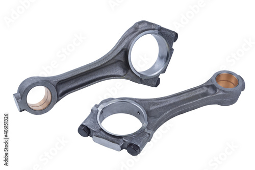 Fotografija Two truck engine connecting rods isolated on white background