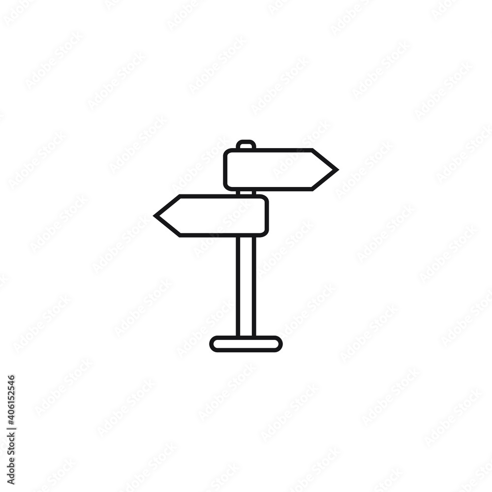 Signpost icon, direction icon isolated, expanded stroke Signpost icon, direction icon isolated, expanded stroke