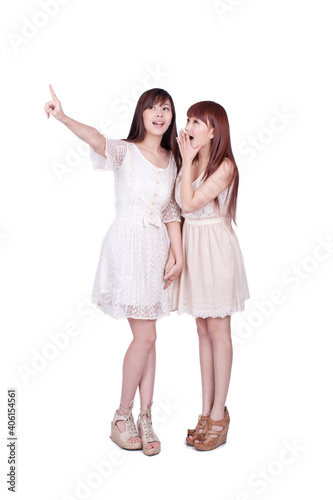 Portrait of two happy young female friends 