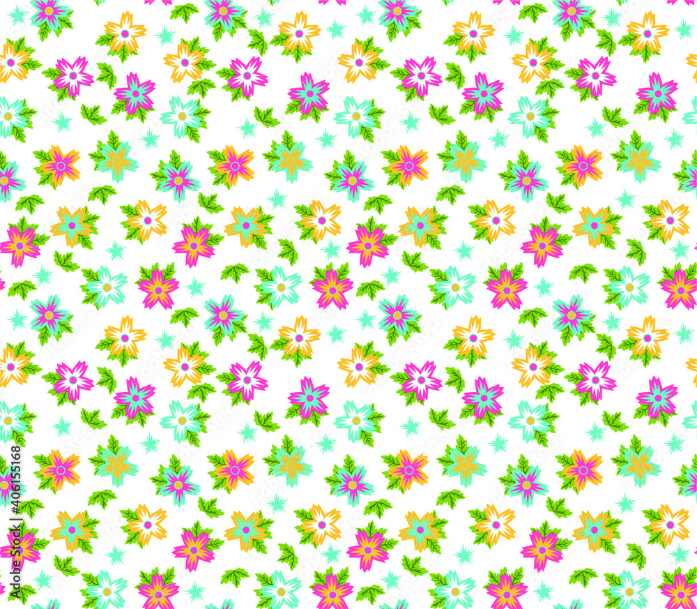 Vector seamless pattern with small blue, pink and yellow flowers. Floral background Vector seamless pattern with small blue, pink and yellow flowers. Floral background