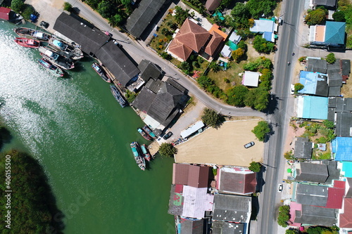 The Road villahouse city forest sea bay aerial top view  UAV © Y U K C U T E