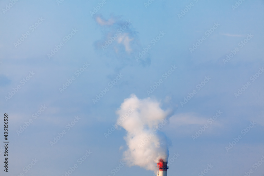 White Smoke from Industrial Chimney . Global air pollution 