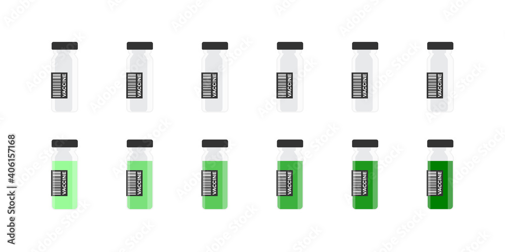 Vaccine vial concept. Coronavirus Vaccine. Design template medical bottles with barcode. Mockups of vial with medication for injection. Vector illustration Vaccine vial concept. Coronavirus Vaccine. Design template medical bottles with barcode. Mockups of vial with medication for injection. Vector illustration