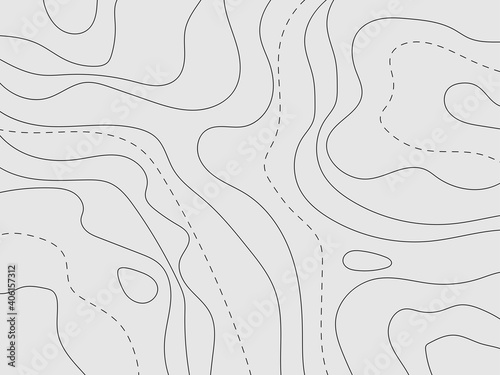 Black and gray topographic line contour map background, geographic grid map.
