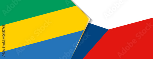 Gabon and Czech Republic flags, two vector flags.