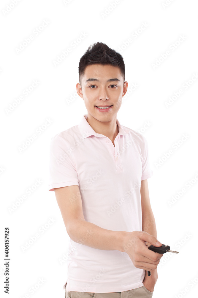Portrait of young Businessman hodling key portrait