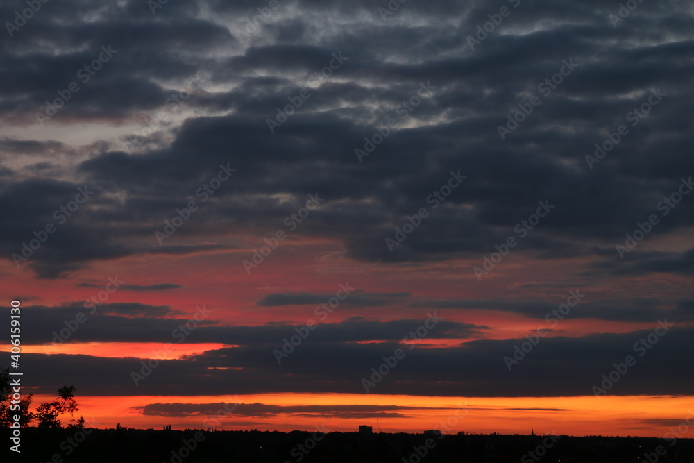 Sky, Sunset, Clouds, Red, Orange, London Sky, Sunset, Clouds, Red, Orange, London