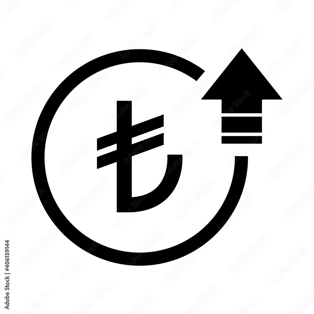 Turkish lira high symbol, cost increase icon. Growth profit bussiness sign vector illustration Turkish lira high symbol, cost increase icon. Growth profit bussiness sign vector illustration