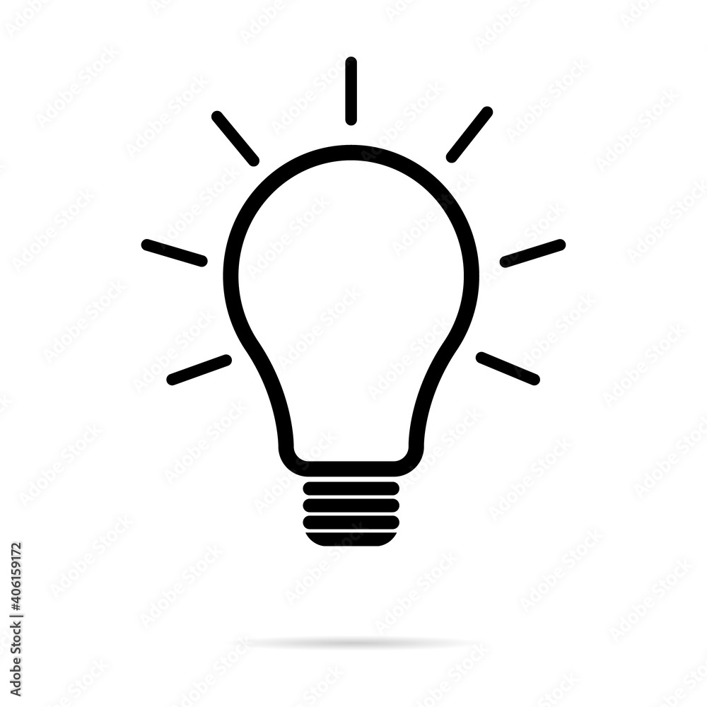 Light bulb icon, Lightbulb energy symbol Electric power vector illustration isolated on white background Black and white design Light bulb icon, Lightbulb energy symbol Electric power vector illustration isolated on white background Black and white design