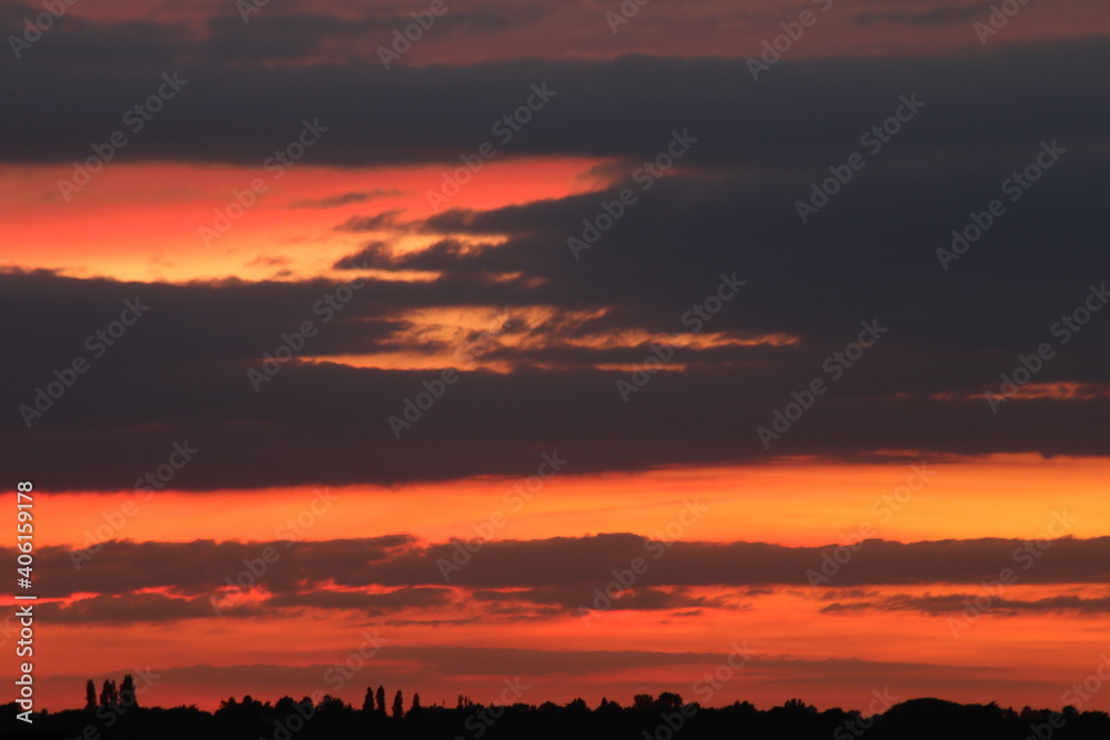 Obraz premium Sky, Sunset, Clouds, Red, Orange, London