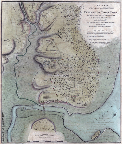 Vászonkép 18th-century vintage map during the American Revolution
