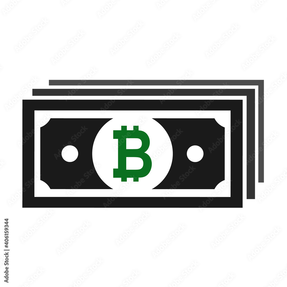 Bitcoin flat icon sign vector. Paper money symbol isolated on white background, Business graphic illustration Bitcoin flat icon sign vector. Paper money symbol isolated on white background, Business graphic illustration