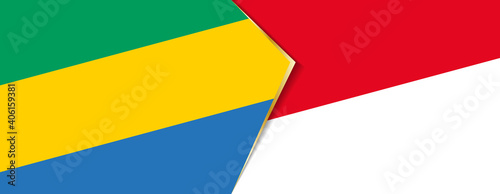 Gabon and Indonesia flags, two vector flags.