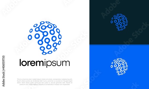 Abstract artificial intelligence logo. Innovative high tech logo template. Smart computer. machine learning. Cognitive logo. Technology Logo.	
