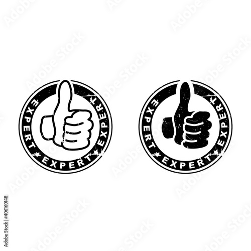 Set of Expert advice rubber vector stamp