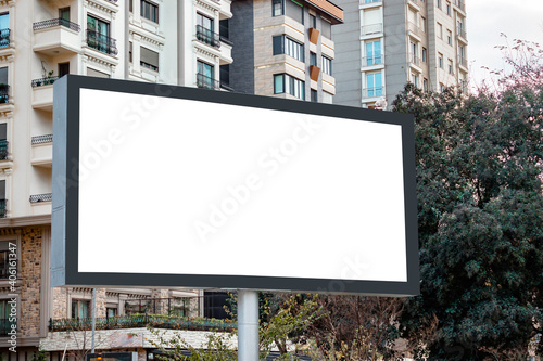 billboard blank mockup and template empty frame for logo or text on exterior street advertising poster screen city background, modern flat style, outdoor banner advertisement