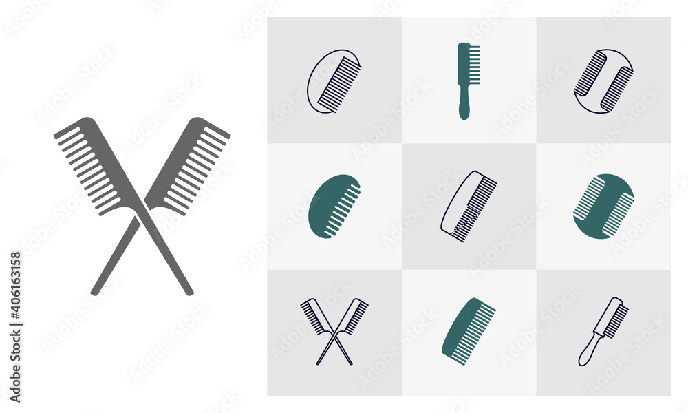 Set of Hair comb icon logo design vector template, Fashion icon concepts, Creative design