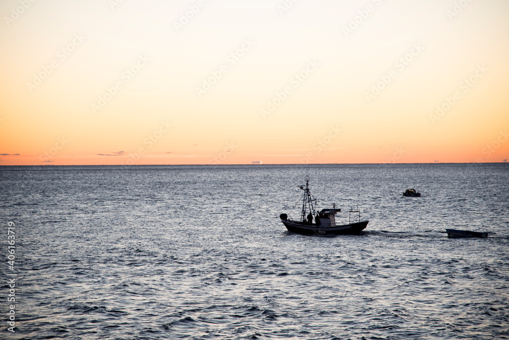 Sunrise at the mouth of the port of Aguilas, Spain