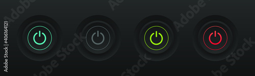 Turn On and Off button. Modern dark design. Vector illustration. photo