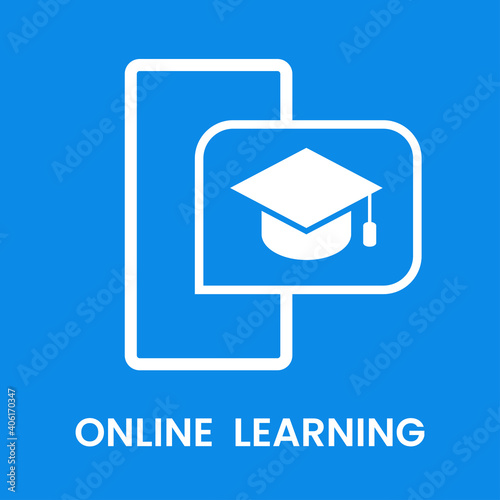 E-learning concept. Distance learning icon. Online training courses. Home leisure. Isolated vector element.