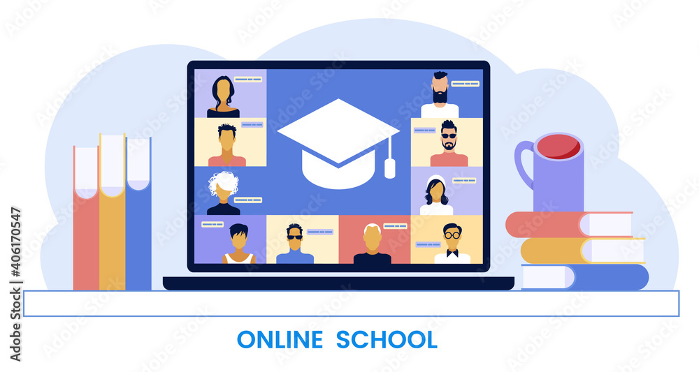 E-learning concept. Distance learning icon. Online training courses. Home leisure. Isolated vector element. E-learning concept. Distance learning icon. Online training courses. Home leisure. Isolated vector element.